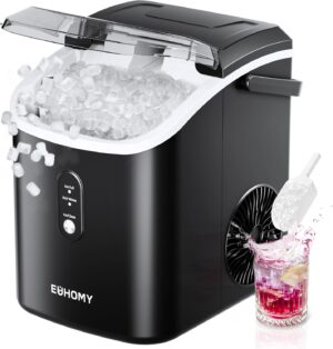 Celebrate with Us Anniversary Limited-Time & Limited-Quantity Deal AED د.إ99-109：EUHOMY Nugget Ice Maker Countertop with Handle, Ready in 6 Mins, 34lbs Per Day, Removable Top...