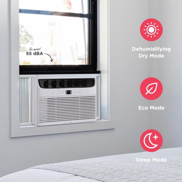 Frigidaire 12,000 BTU Window Air Conditioner with Remote Control, Cools Up to 550 Sq. Ft., Quiet Operation, Eco Mode, 3 Fan Speeds, Auto Restart, White