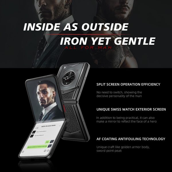 VERTU IRONFLIP Calf Skin Flip Cell Phone, Unlocked Android 5G Smartphone, Foldable Design, One-Hand Control, 50MP Camera, 12G+512G, Dual SIM, 6.9″ 120Hz OLED, 65W Fast Charge