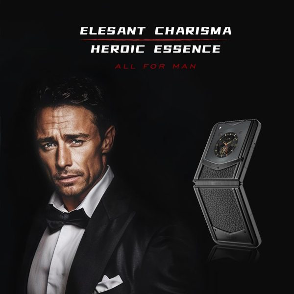 VERTU IRONFLIP Calf Skin Flip Cell Phone, Unlocked Android 5G Smartphone, Foldable Design, One-Hand Control, 50MP Camera, 12G+512G, Dual SIM, 6.9″ 120Hz OLED, 65W Fast Charge