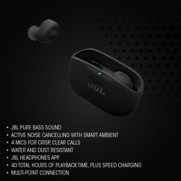 While Stocks Last:JBL Wave Buds 2, Wireless Noise Cancelling Bluetooth Earbuds with 40 Hours Playtime, JBL Pure Bass Sound, Smart Ambient Technology, IP54 Water and Dust...
