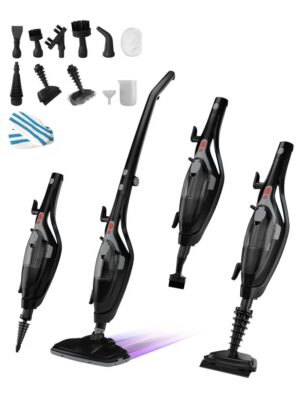 Steamo 10 in 1 Steam Mop Cleaner for Home with 12 Accessories | 700W Handheld Steam Mop for Floor Cleaning with Superheated Steam, Microfiber Pad, 30 Sec Heat-Up, 350 ml Capacity, Chemical-Free, Safe for All Sealed Floors & ECO Friendly Black
